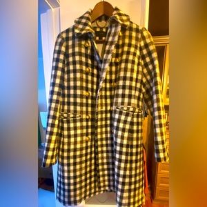 J Crew Womens Plaid coat with gold buttons
